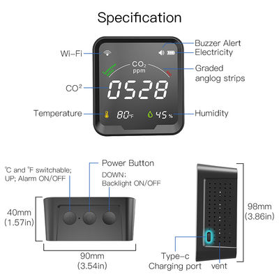 آشکارساز CO2 هوشمند Wifi 3 در 1 با نمایشگر اولد