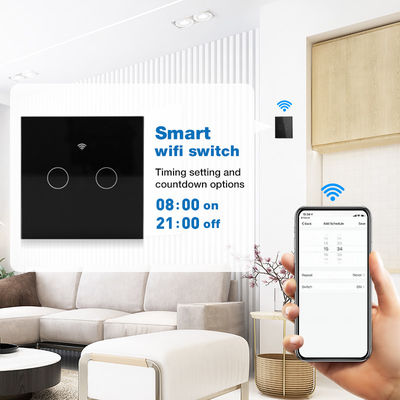 صفحه نمایش لمسی شیشه ای گرم شده با سوئیچ چراغ دیواری هوشمند Amazon Alexa و Google Home