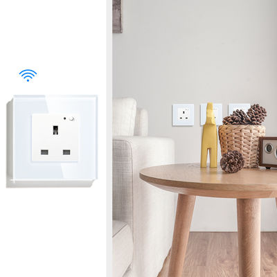 Tuya 2021 13A Outlet Universal Smart Wifi Socket Plug Panel Glass Wall Socket انگلستان